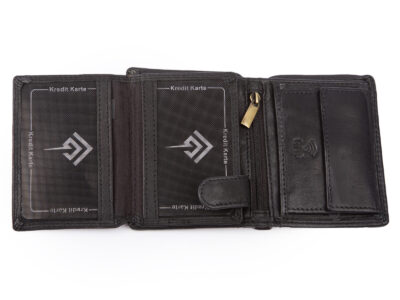 Nieduży, skórzany portfel szyty ręcznie w kolorze czarnym Ekavale RFID - obrazek 5