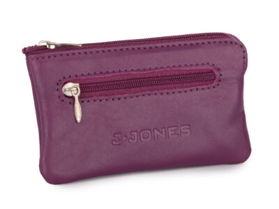 Fioletowe skórzane etui na klucze zapinane na zamek J Jones