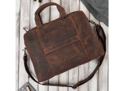Duża torba męska skórzana w kolorze brązowym (głęboki, kasztanowy odcień) Paolo Peruzzi - obrazek 5