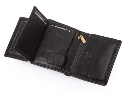 Nieduży, skórzany portfel szyty ręcznie w kolorze czarnym Ekavale RFID - obrazek 6