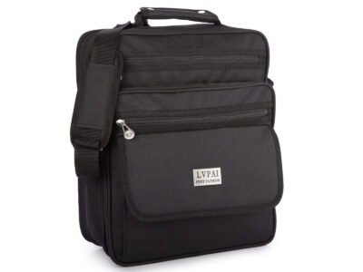 Duża, robocza torba męska na ramię, materiałowa, mocna, w kolorze czarnym - obrazek 1