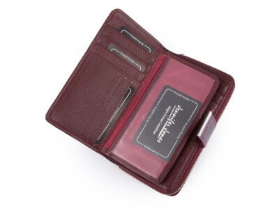 Duży portfel damski Jennifer Jones w kolorze fioletowym z motywem motylków lakierowany RFID - obrazek 5