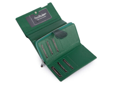 Duży portfel damski lakierowany zielony z motylkami skóra naturalna Jennifer Jones - obrazek 5