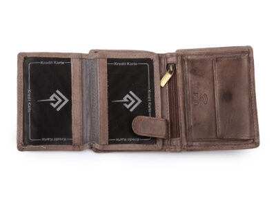 Nieduży, skórzany portfel szyty ręcznie w kolorze szarym Ekavale RFID - obrazek 5