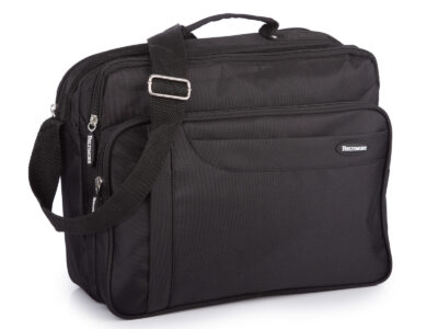 Czarna, materiałowa torba męska do pracy na dokumenty A4 Beltimore