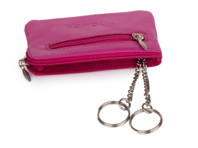Różowe skórzane etui na klucze zapinane na zamek J Jones - obrazek 3