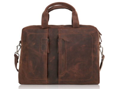 Duża torba męska skórzana w kolorze brązowym (głęboki, kasztanowy odcień) Paolo Peruzzi