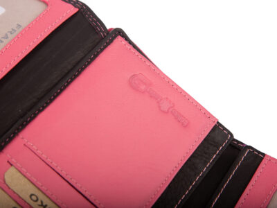 Duży portfel damski z miękkiej skóry naturalnej RFID czarno-różowy Franko - obrazek 5