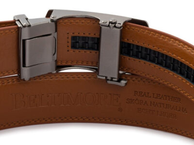 Elegancki, brązowy pasek męski skórzany z klamrą automatyczną Beltimore 110 cm - obrazek 4