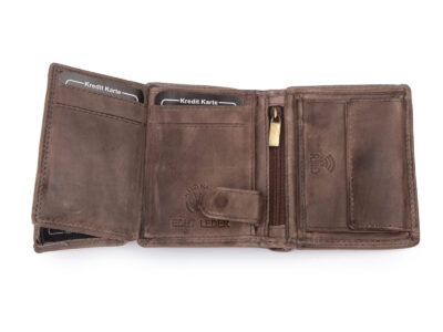 Nieduży, skórzany portfel szyty ręcznie w kolorze szarym Ekavale RFID - obrazek 6