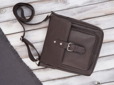 Ciemnobrązowa, listonoszka męska na ramię uszyta ze skóry naturalnej Paolo Peruzzi - obrazek 2