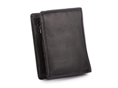 Nieduży, skórzany portfel szyty ręcznie w kolorze czarnym Ekavale RFID - obrazek 2