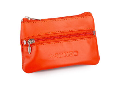 Pomarańczowe etui skórzane na klucze zapinane na zamek J Jones