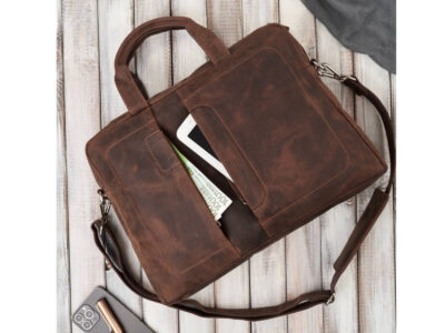 Duża torba męska skórzana w kolorze brązowym (głęboki, kasztanowy odcień) Paolo Peruzzi - obrazek 3