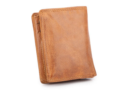 Nieduży, skórzany portfel szyty ręcznie w kolorze jasnobrązowym Ekavale RFID - obrazek 2