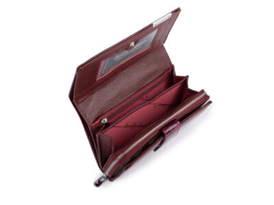 Duży portfel damski lakierowany fioletowy z motylkami skóra naturalna Jennifer Jones - obrazek 4