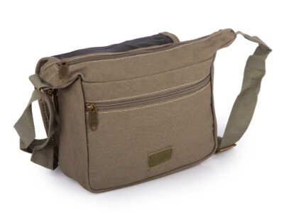 Torba męska na ramię  w stylu vintage z canvasu khaki ORMI - obrazek 3