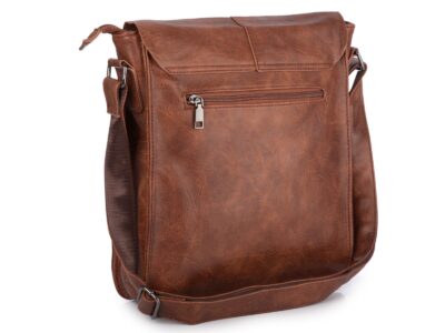 Pionowa, brązowa torba męska na ramię A4 z klapą - obrazek 2