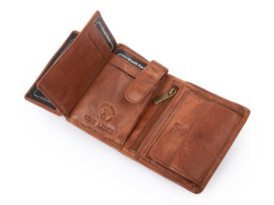 Nieduży, skórzany portfel szyty ręcznie w kolorze ciemnobrązowym Ekavale RFID - obrazek 6