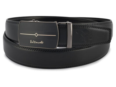 Elegancki, czarny pasek męski skórzany z klamrą automatyczną Beltimore 110 cm - obrazek 4