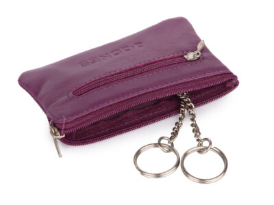 Fioletowe skórzane etui na klucze zapinane na zamek J Jones - obrazek 3