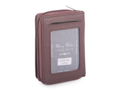 Mały portfel damski uszyty z miękkiej skóry naturalnej w kolorze mauve - obrazek 2