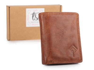 Nieduży, skórzany portfel szyty ręcznie w kolorze ciemnobrązowym Ekavale RFID