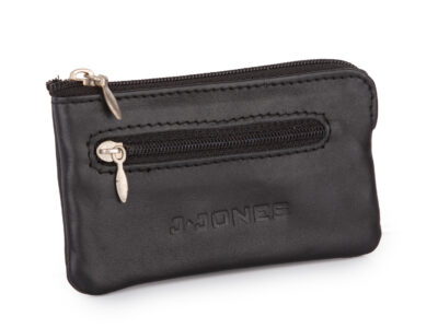 Czarne skórzane etui na klucze zapinane na zamek J Jones