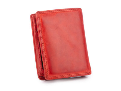 Nieduży, skórzany portfel szyty ręcznie w kolorze czerwonym Ekavale RFID - obrazek 2