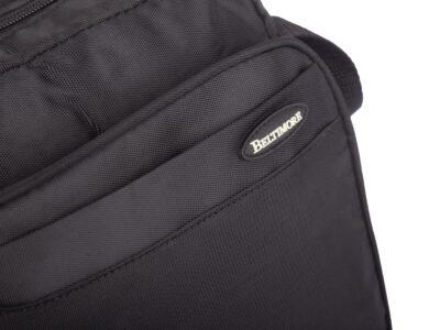 Czarna, pozioma torba męska na ramię, średnia, do pracy, materiałowa Beltimore - obrazek 4