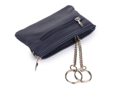 Granatowe skórzane etui na klucze zapinane na zamek J Jones - obrazek 3