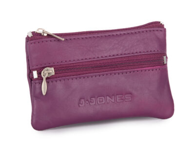 Fioletowe etui skórzane na klucze zapinane na zamek J Jones