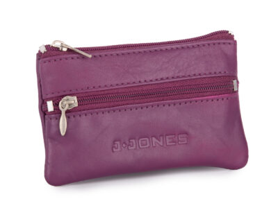 Fioletowe etui skórzane na klucze zapinane na zamek J Jones - obrazek 1