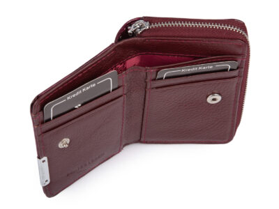 Mały portfel damski w motylki - fioletowy, skórzany, lakierowany Jennifer Jones - obrazek 4