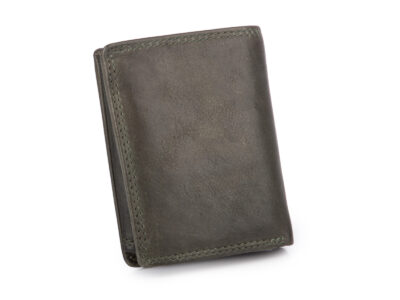 Nieduży, skórzany portfel szyty ręcznie w kolorze zielonym Ekavale RFID - obrazek 2