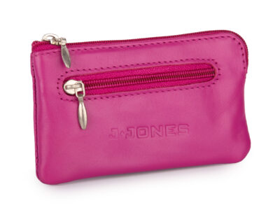 Różowe skórzane etui na klucze zapinane na zamek J Jones