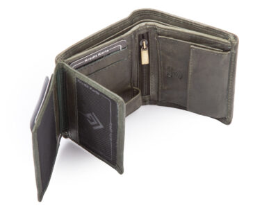 Nieduży, skórzany portfel szyty ręcznie w kolorze zielonym Ekavale RFID - obrazek 8