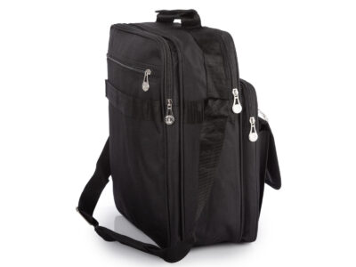 Duża, robocza torba męska na ramię, materiałowa, mocna, w kolorze czarnym - obrazek 3