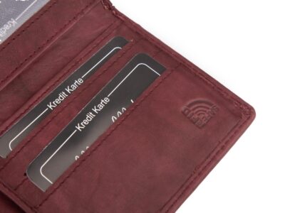 Średni skórzany portfel damski Money Maker w kolorze burgundowym - obrazek 6