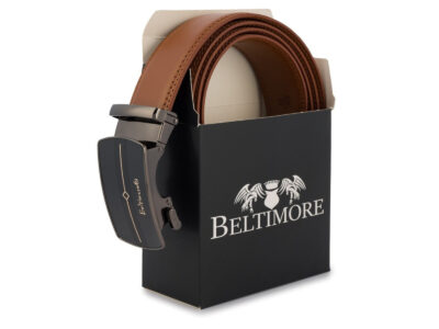 Elegancki, brązowy pasek męski skórzany z klamrą automatyczną Beltimore 110 cm - obrazek 7