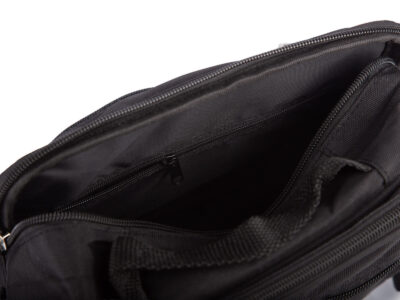 Czarna, materiałowa torba męska na ramię, pionowa, średnia - obrazek 4