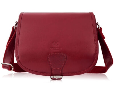 Czerwona torebka damska skórzana, elegancka, półokrągła Paolo Peruzzi