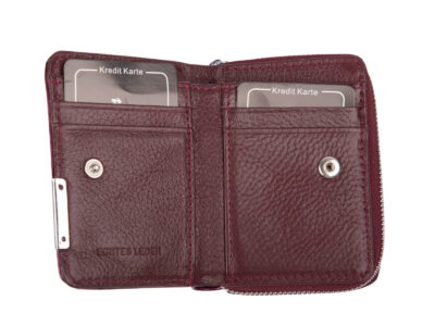 Mały portfel damski w motylki - fioletowy, skórzany, lakierowany Jennifer Jones - obrazek 3