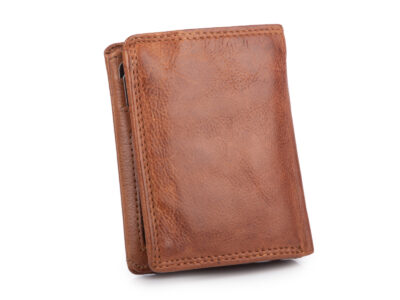 Nieduży, skórzany portfel szyty ręcznie w kolorze ciemnobrązowym Ekavale RFID - obrazek 2