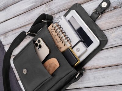 Czarna, listonoszka męska na ramię uszyta ze skóry naturalnej Paolo Peruzzi - obrazek 4