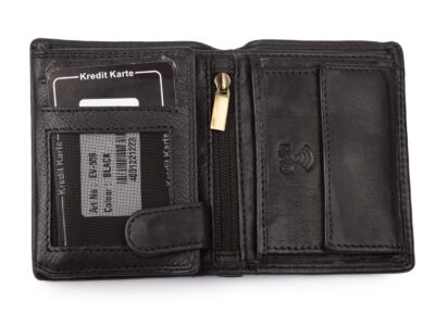 Nieduży, skórzany portfel szyty ręcznie w kolorze czarnym Ekavale RFID - obrazek 3