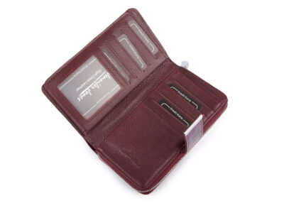 Duży portfel damski Jennifer Jones w kolorze fioletowym z motywem motylków lakierowany RFID - obrazek 4