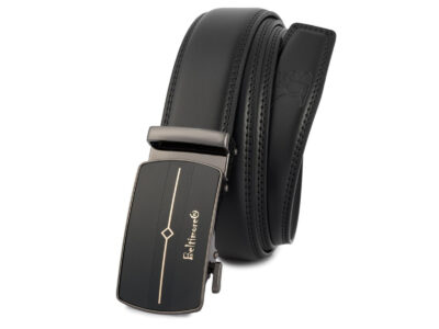 Elegancki, czarny pasek męski skórzany z klamrą automatyczną Beltimore 110 cm - obrazek 7