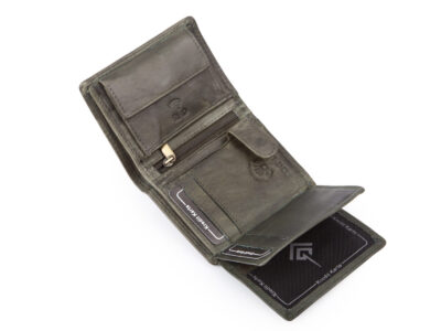 Nieduży, skórzany portfel szyty ręcznie w kolorze zielonym Ekavale RFID - obrazek 6