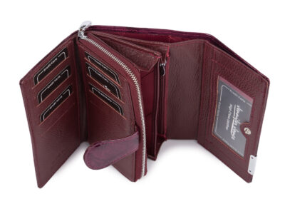 Duży portfel damski lakierowany fioletowy z motylkami skóra naturalna Jennifer Jones - obrazek 6